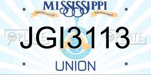 JGI3113 Mississippi License Plate