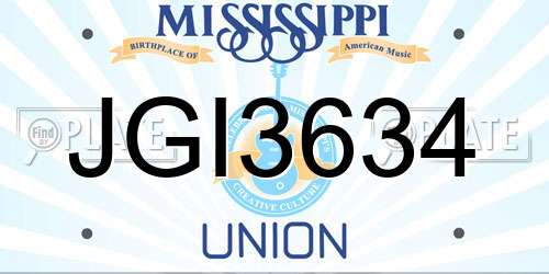 JGI3634 Mississippi License Plate