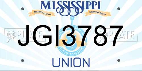 JGI3787 Mississippi License Plate