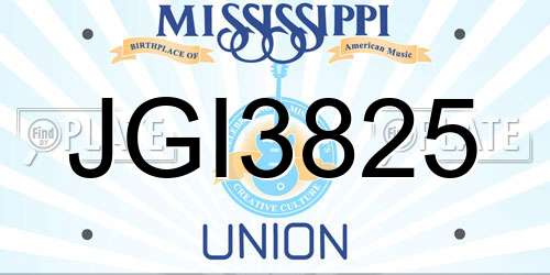 JGI3825 Mississippi License Plate