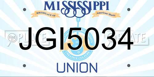 JGI5034 Mississippi License Plate