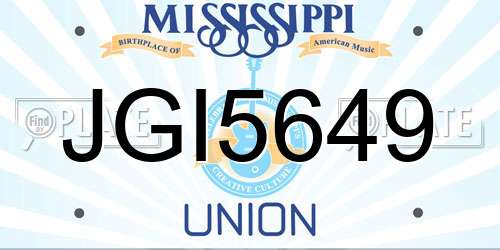 JGI5649 Mississippi License Plate
