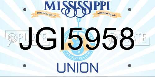 JGI5958 Mississippi License Plate