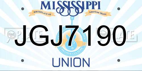 JGJ7190 Mississippi License Plate