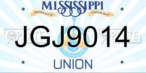 JGJ9014 Mississippi License Plate