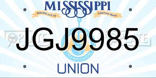 JGJ9985 Mississippi License Plate