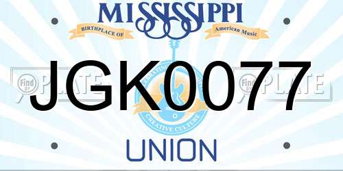 JGK0077 Mississippi License Plate