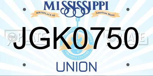 JGK0750 Mississippi License Plate