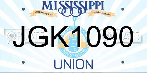 JGK1090 Mississippi License Plate