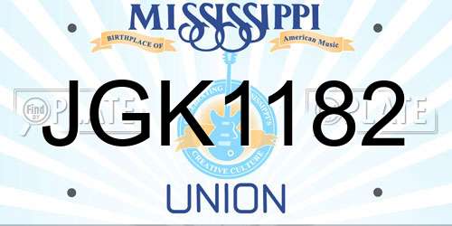 JGK1182 Mississippi License Plate