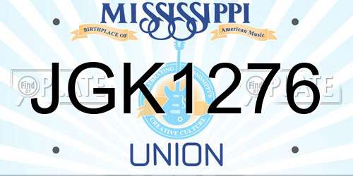 JGK1276 Mississippi License Plate
