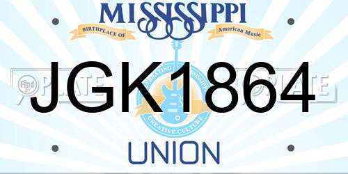JGK1864 Mississippi License Plate