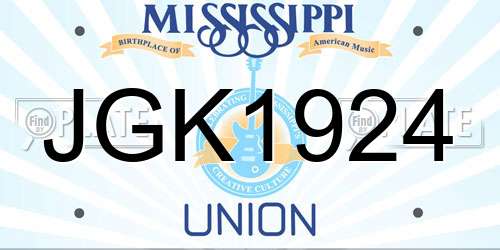 JGK1924 Mississippi License Plate