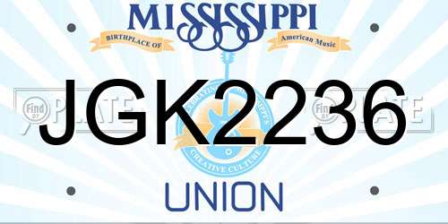 JGK2236 Mississippi License Plate