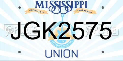 JGK2575 Mississippi License Plate