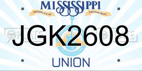 JGK2608 Mississippi License Plate