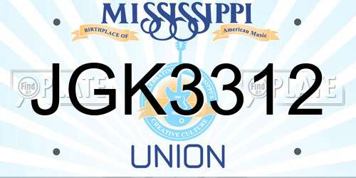 JGK3312 Mississippi License Plate