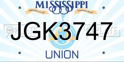 JGK3747 Mississippi License Plate
