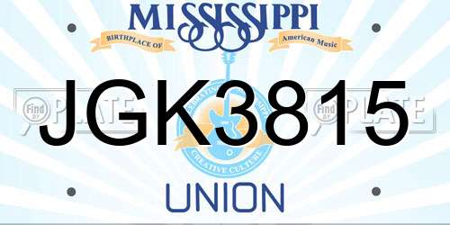 JGK3815 Mississippi License Plate
