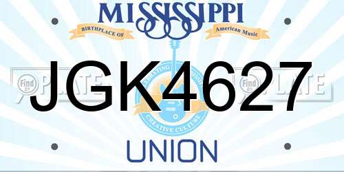 JGK4627 Mississippi License Plate