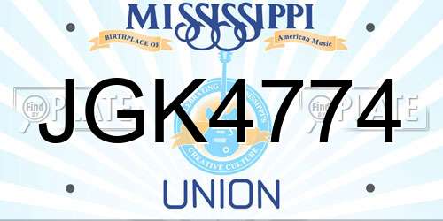 JGK4774 Mississippi License Plate