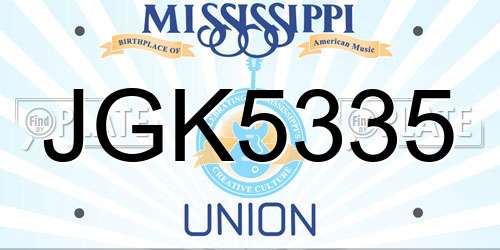 JGK5335 Mississippi License Plate