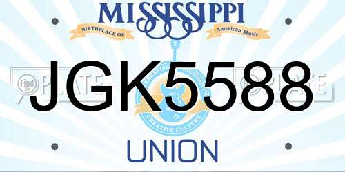 JGK5588 Mississippi License Plate