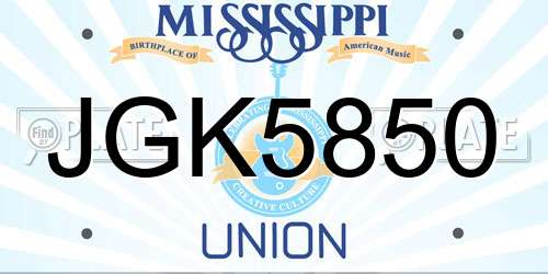 JGK5850 Mississippi License Plate