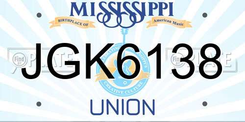 JGK6138 Mississippi License Plate