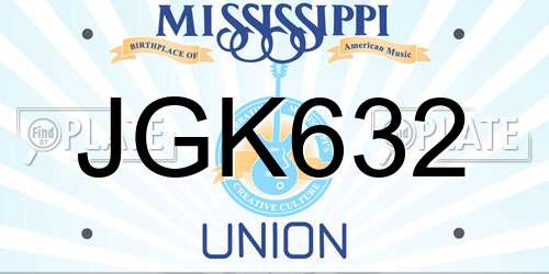 JGK632 Mississippi License Plate
