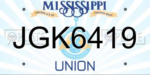 JGK6419 Mississippi License Plate