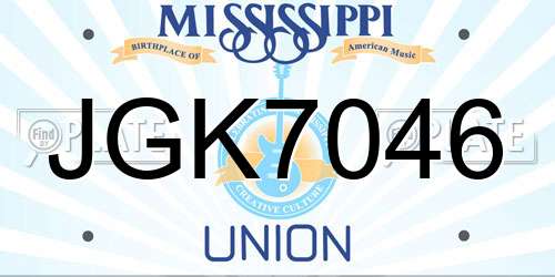JGK7046 Mississippi License Plate