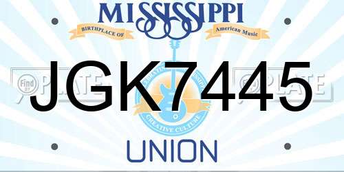 JGK7445 Mississippi License Plate
