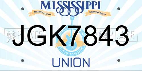 JGK7843 Mississippi License Plate