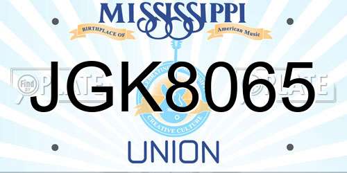 JGK8065 Mississippi License Plate