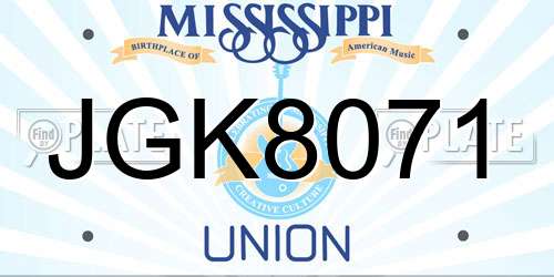 JGK8071 Mississippi License Plate