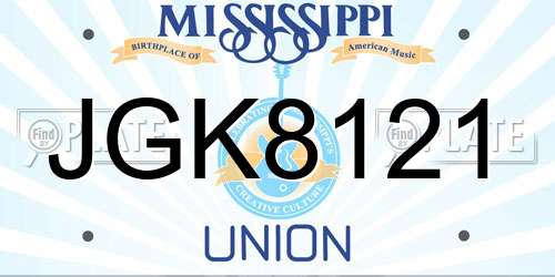 JGK8121 Mississippi License Plate