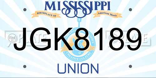 JGK8189 Mississippi License Plate