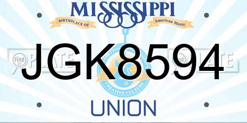 JGK8594 Mississippi License Plate