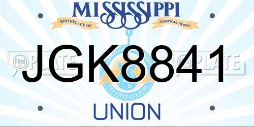 JGK8841 Mississippi License Plate
