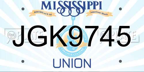 JGK9745 Mississippi License Plate