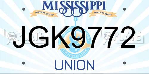 JGK9772 Mississippi License Plate