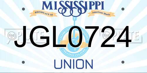 JGL0724 Mississippi License Plate
