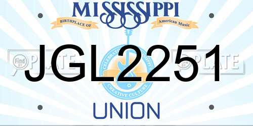 JGL2251 Mississippi License Plate