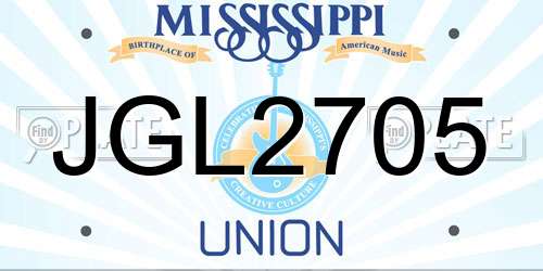 JGL2705 Mississippi License Plate