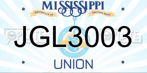 JGL3003 Mississippi License Plate