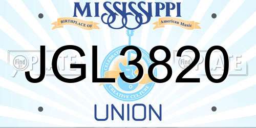 JGL3820 Mississippi License Plate