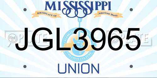 JGL3965 Mississippi License Plate