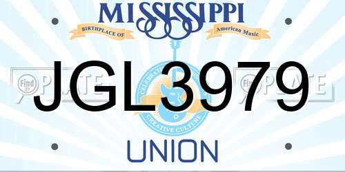 JGL3979 Mississippi License Plate