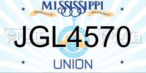 JGL4570 Mississippi License Plate
